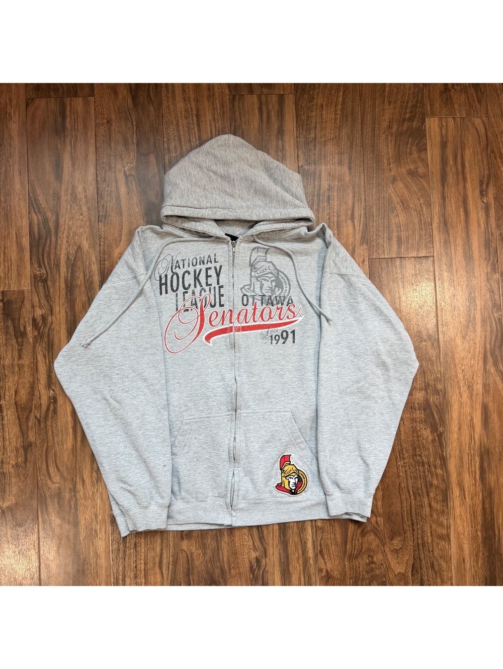 Vintage Ottawa Senators Full Zip Hoodie Sweatshirt Mens XL Gray NHL Hockey
